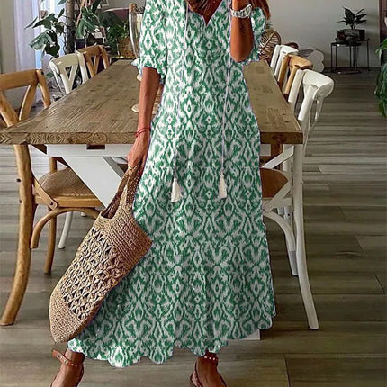Women's Tassel Trim Boho Midi Dress