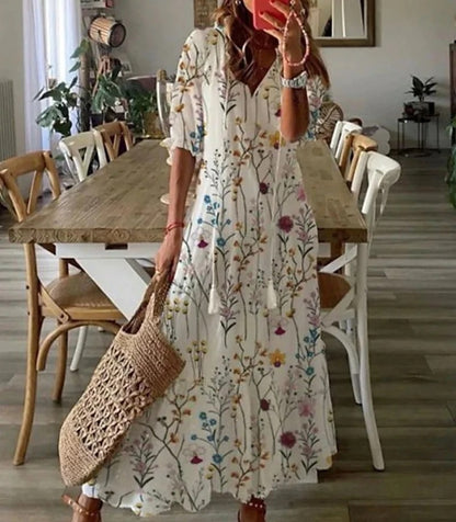 Women's Tassel Trim Boho Midi Dress