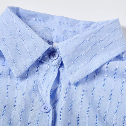 Women's Textured Summer Shorts Set Button Front Shirt