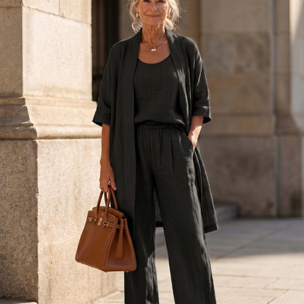 Women's Three Piece Lounge Set Tank Top Cardigan and Pants