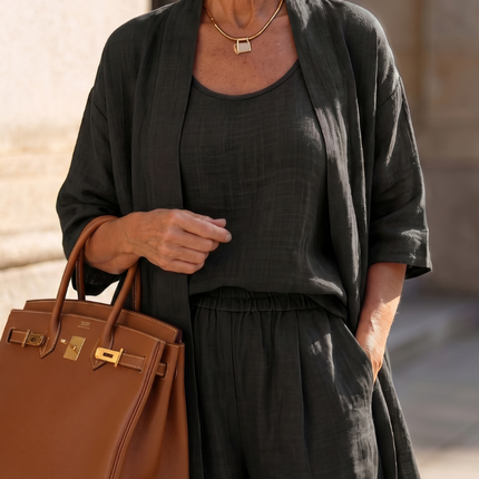 Women's Three Piece Lounge Set Tank Top Cardigan and Pants