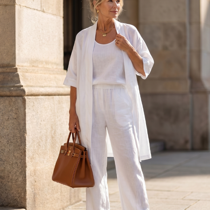 Women's Three Piece Lounge Set Tank Top Cardigan and Pants