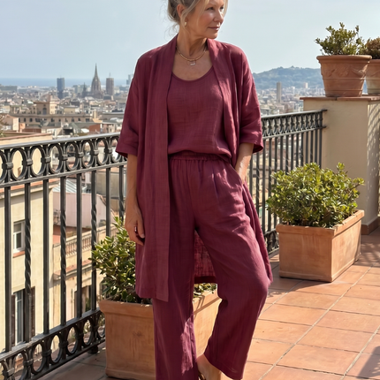 Women's Three Piece Lounge Set Tank Top Cardigan and Pants