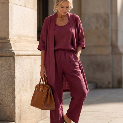 Women's Three Piece Lounge Set Tank Top Cardigan and Pants