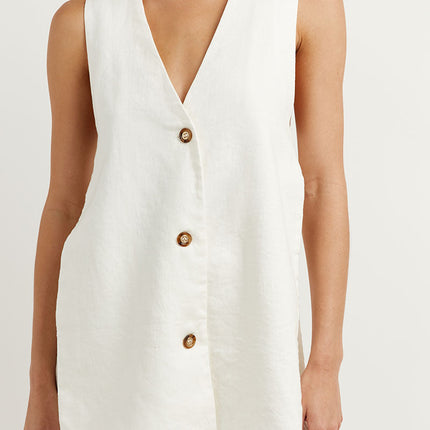 Women's Vest and Shorts Set Button Front Relaxed Fit