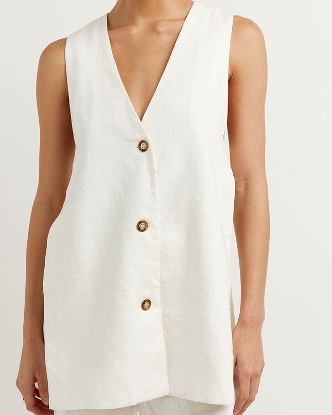 Women's Vest and Shorts Set Button Front Relaxed Fit