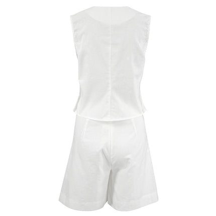 Women's Vest and Shorts Set Button Front Tailored Fit