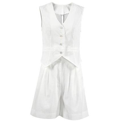 Women's Vest and Shorts Set Button Front Tailored Fit