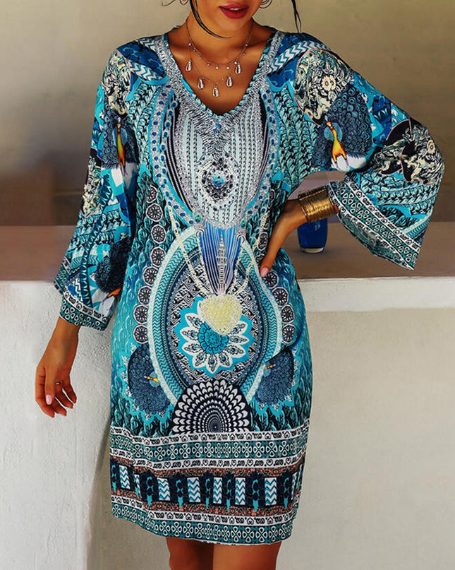 Women's Vibrant Bohemian Print Dress