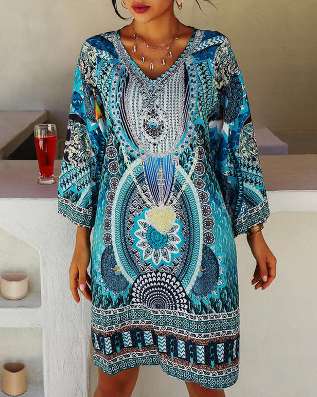 Women's Vibrant Bohemian Print Dress