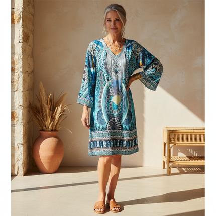 Women's Vibrant Bohemian Print Dress