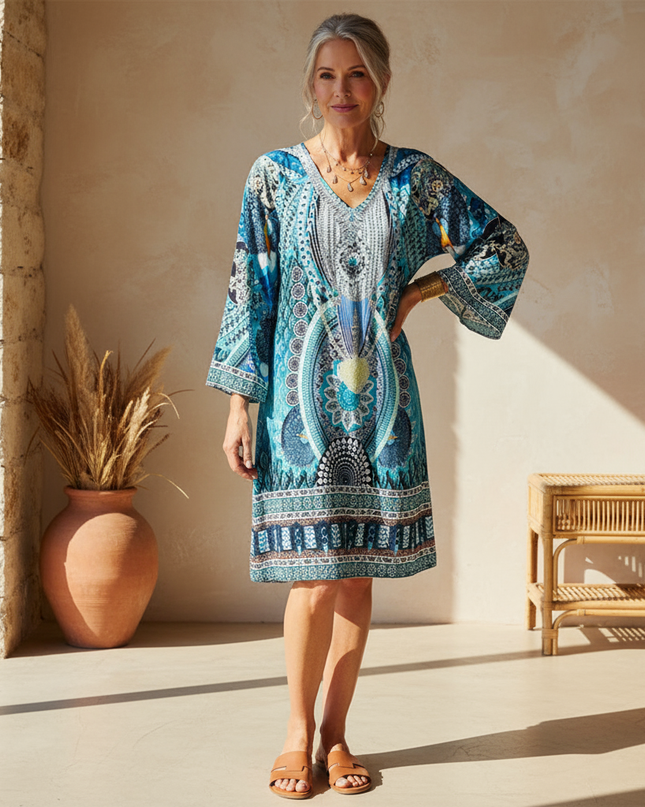 Women's Vibrant Bohemian Print Dress