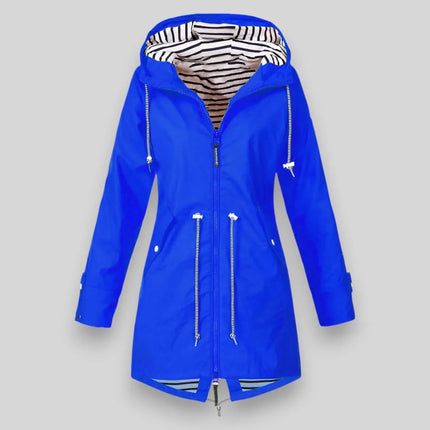 Cheska | Women's Waterproof Hooded Jacket Cinched-Waist Long Rain Style