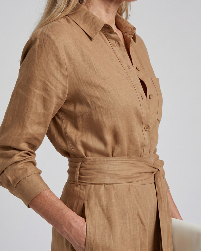 Women's Wide Leg Jumpsuit Button Front Tie Waist
