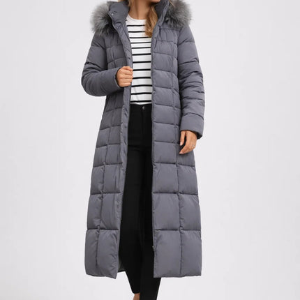 Kayla |  Winter Coat Long Quilted Belted Hooded Style