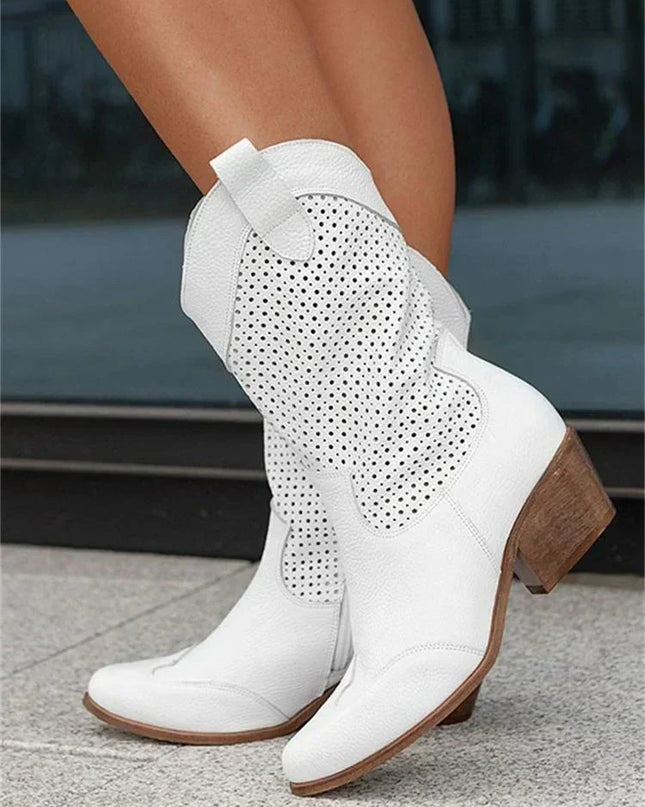 Ysoria | Women's Cowboy Boots – Mid-Calf Low Heel