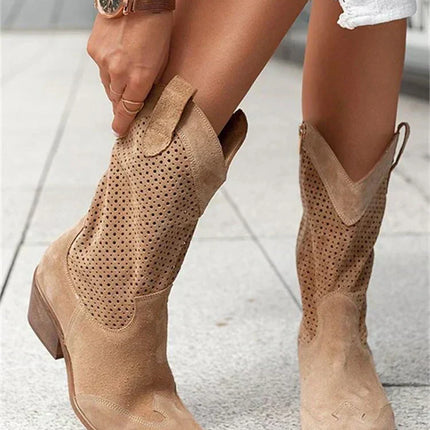 Ysoria | Women's Cowboy Boots – Mid-Calf Low Heel