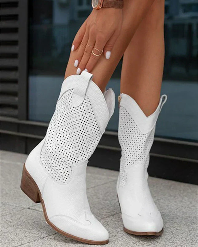Ysoria | Women's Cowboy Boots – Mid-Calf Low Heel