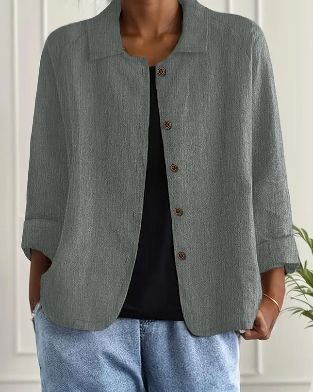 Zara | Collared Button-Front Lightweight Cardigan