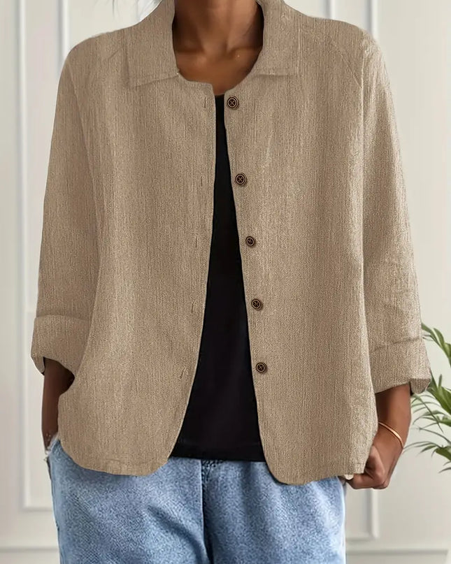 Zara | Collared Button-Front Lightweight Cardigan
