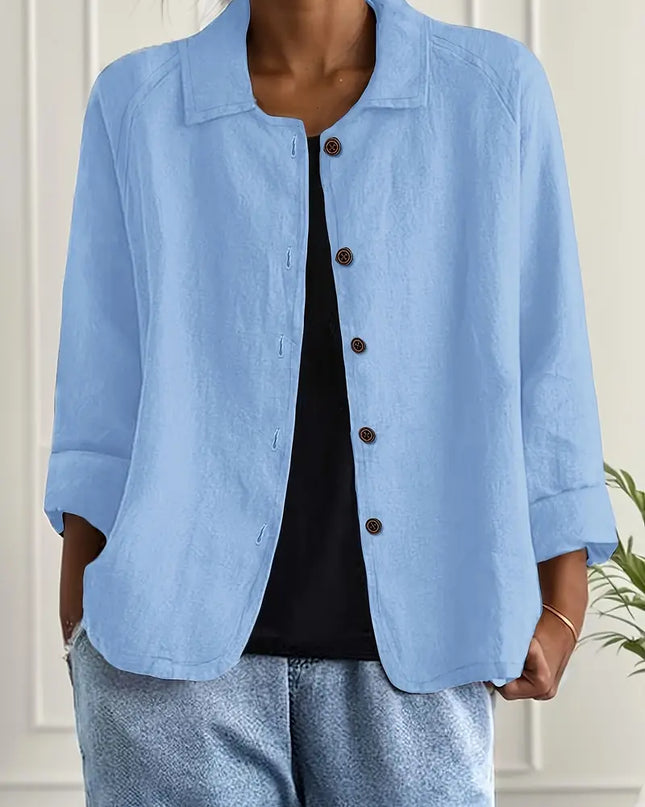 Zara | Collared Button-Front Lightweight Cardigan