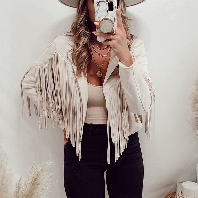Zarelle | Western Fringe Leather Jacket for Women