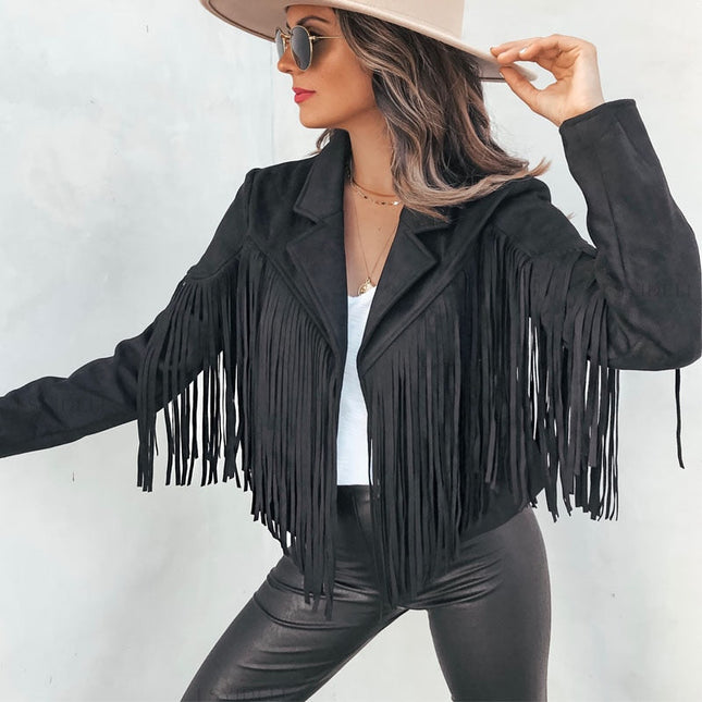Zarelle | Western Fringe Leather Jacket for Women