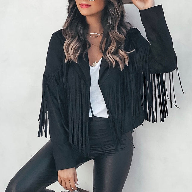 Zarelle | Western Fringe Leather Jacket for Women