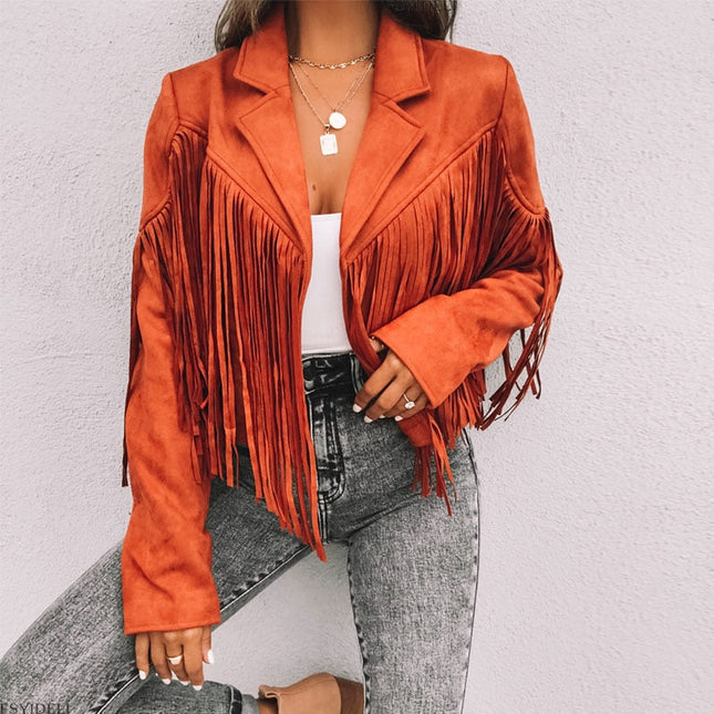 Zarelle | Western Fringe Leather Jacket for Women