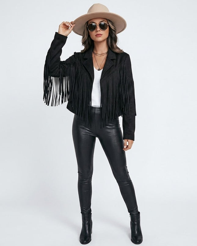 Zarelle | Western Fringe Leather Jacket for Women
