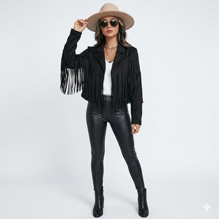 Zarelle | Western Fringe Leather Jacket for Women