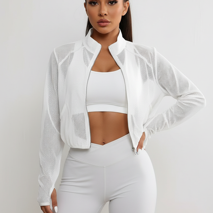 Zarevienne | Women's Mesh Jacket Lightweight Zip Front Sport