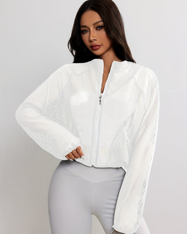 Zarevienne | Women's Mesh Jacket Lightweight Zip Front Sport